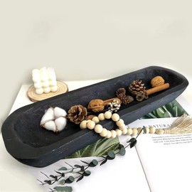 hanlin Wooden Dough Bowl Decor , Vintage Wooden Bowl Hand Carved Home Decor for Dining Table Center, Living Room, Kitchen Decor.