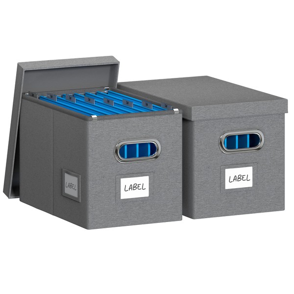 DYWMM Hanging File Box with Lid, Set of 2 Filing
