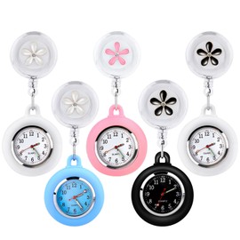 Nurse Watch, Pack of 5 Nurse Watch, Retractable Nurse Watch, Lapel Watch, Pocket Watches for Women with Glow Pointer, Nurse Pocket Watch for Nurses Care and Doctors, multicoloured