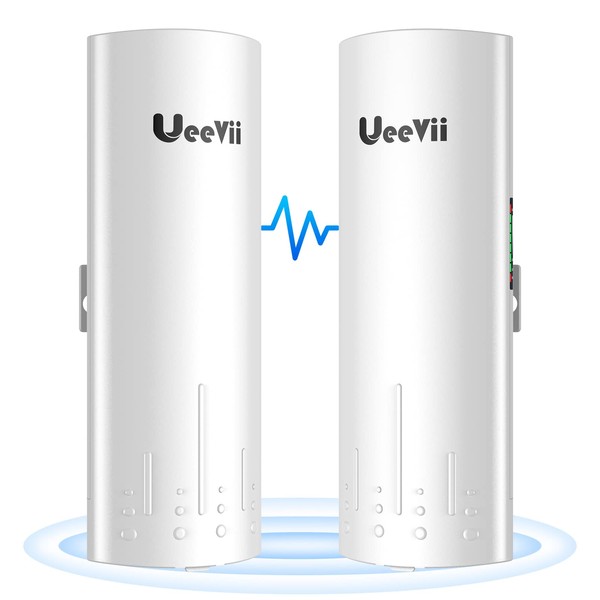 UeeVii CPE450 Wireless Bridge,5.8G 100Mbps Access Point to Point WiFi Bridge Outdoor to Shop Barn Garage Building,Plug and Play,3KM Long Distance,14dBi Antenna,24V PoE Injector,2 RJ45 LAN Port,2PCS
