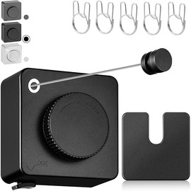 Retractable Clothesline Indoor, Non-Sagging Clothes Line Retracting Outdoors,15.6Ft Heavy Duty Clothes Drying Laundry Line, Wall Mounted Clothesline with 5pcs Windproof Hooks (Black)