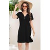 Soesdemo Womens Black Summer Dresses Short Rolled Sleeve Pleated Button