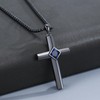 YEESIA Black Cross Necklace S925 Sterling Silver Blue Zircon Cross