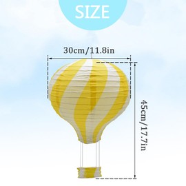 Hocansen Hocansen 3Pcs Hot Air Balloon Paper Lanterns 30cm Hanging Paper Lantern Lampshade Craft Decoration for Party Home Wedding (RQ-DL/Yellow)