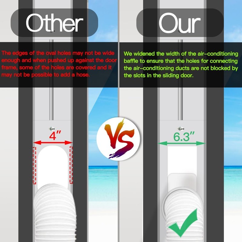 95"Sliding Door AC Vent Kit with Φ 5.1"Extendable Hose Screen