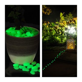 Relaxdays 200 Pieces Fluorescent Glow Stones Decorative Luminous Pebbles for Garden Aquarium Vase Green