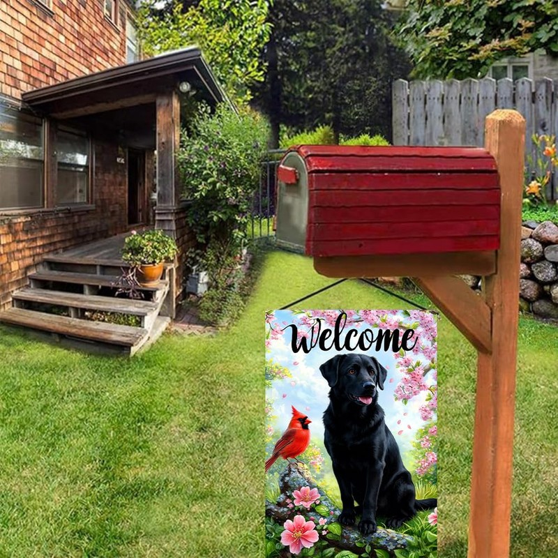 Spring Summer Black Lab Dog Garden Flags 12x18 Double Sided