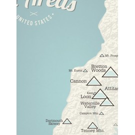 New Hampshire Ski Resorts Map 18x24 Poster (Beige & Opal Blue)