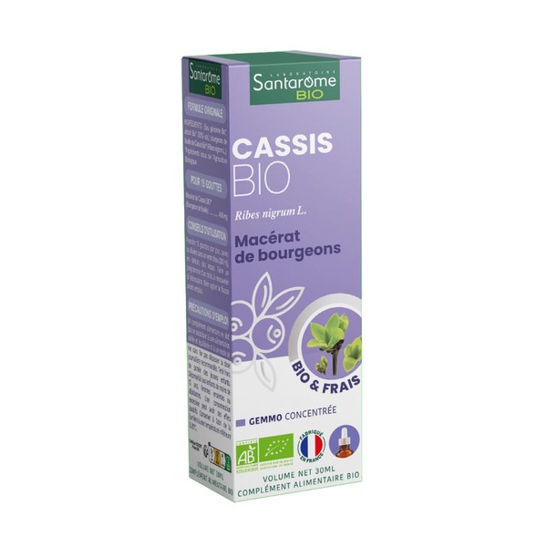 Santarome Bio - Gemmo Blackcurrant | Immunity and Vitality Supplement | Antioxidant & Strengthens Immune Defences - Organic Blackcurrant Fresh Bud | 30 ml Bottle | Made in France | Vegan