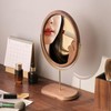 Tstarer Desk Makeup Mirror with Solid Wood,Elliptical Vanity Table Mirror