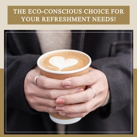 three leaf 12 Oz. Disposable Paper Cups, (Brown) 200 Ct. (8 Packs Of 25), Hot/Cold Cup For Coffee, Water, Tea, Juice, Picnic, Party, Travel And Events