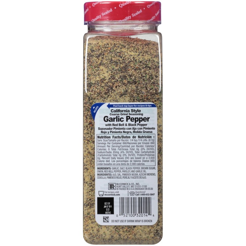 McCormick Garlic Pepper with Red Bell & Black Pepper Coarse