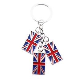 COLORFUL BLING Dainty Heart Shaped Union Jack Keychain Charm British Flag Pendant Keyring Bag Decoration Purse Charm Car Keyring for Girls Women Boys Men-B
