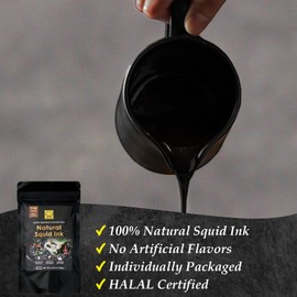 (5g x 20 Pack) Black Hut Squid Ink, Food Coloring Tinta Calamari for Rice Noodles Pasta Spaghetti Risotto, Cuttlefish Ink for Baking mix, Halal Certificate, Contains Molluscs, 3.53 oz / 100 g