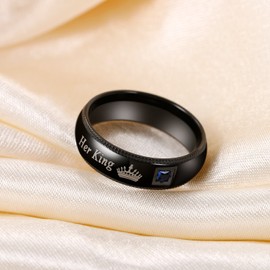 OIDEA Pair Ring King Queen with Cubic Zirconia: Men Women Rings Stainless Steel in Black Rose Gold Band Ring Finger Ring Wedding Rings Gift for Couples Couples Partner Valentine's Day Anniversary