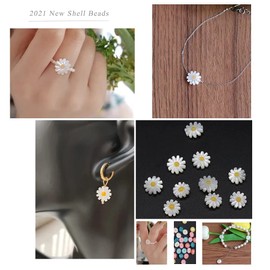 20 pcs Natural Shell Beads Sunflower Shape Freshwater Shell Loose Beads Accessories Charms for Jewelry Making Necklace Bracelet 12x12mm