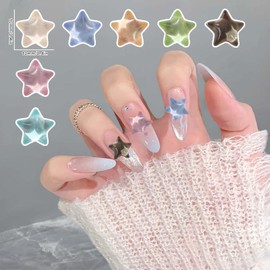 Nail Parts, Star, Approximately 200 Pieces Set, 3D Stereoscopic, Clear, Star, Nail Parts, Stone, Cute, Large Nail Art, Decorative Parts, Handmade Resin, Enclosed Parts, Random Color