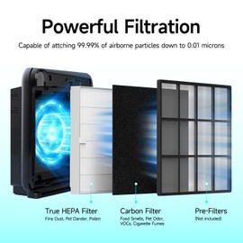 2-Pack AP-1512HH True HEPA Replacement Filter, Compatible with Coway AP-1512HH Mighty Puri-fier, Part# 3304899, with 8 Extra Carbon Filters