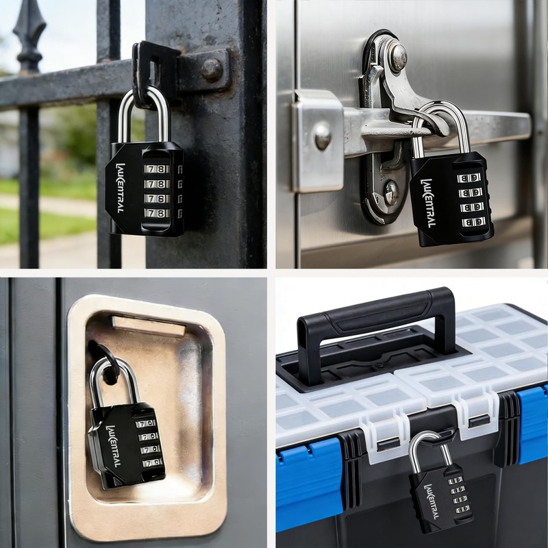 4 Digit Combination Padlock - Weatherproof Outdoor Lock for Gym