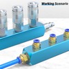 TAILONZ PNEUMATIC 1/4" Blue 6 Way 9 Port Pneumatic Shunt