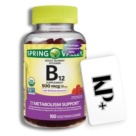 Vitamin B12, Vitamin B12 Gummies, Vegetarian Gummies, Raspberry Flavor, 500mcg, 100 Count Includes (KPplus Sticker)
