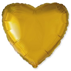 Flexmetal Soild Colours Heart Shape Foil Balloons 18" and 36"- Suitable for Air or Helium Perfect Birthday Christmas Party Decoration (Gold, 32 inch)