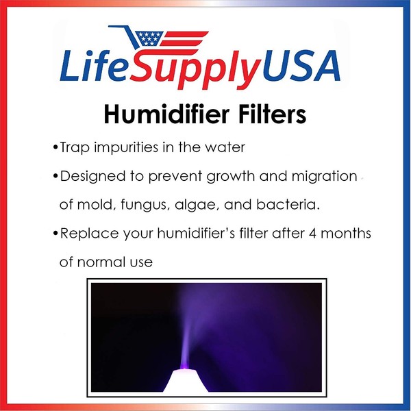 LifeSupplyUSA Humidifier Filter Compatible with Protec WF2 Extended Life Vicks WF2; Fits Vicks V3500N, V3100, V3900 Series, V3700, Sunbeam 1118 Series & Honeywell HCM-350 Series;