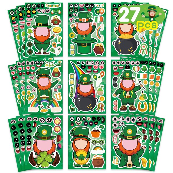 DUJAA 27 Sheets St. Patrick's Day Stickers for Kids Toddlers