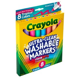 Crayola Ultra-Clean Color Max Conical Tip Washable Markers Tropical Colors 8/Pkg