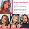 Human Hair Bob Wig Salt and Pepper Glueless Lace Frontal