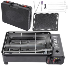 Portable Butane Gas Grill Camping BBQ Grill Indoor Tabletop Stove With Barbecue Kit Camp Stove Griddle For Camping Hiking