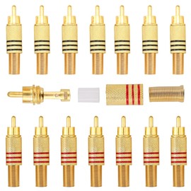 Greluma 14pcs Gold Plated RCA Male RCA Audio Video Adapter for Coaxial Cable