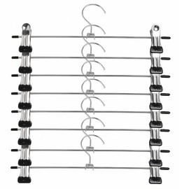 EZONEDEAL Pants Hangers with Clips for Women Man Cout Garment Hangers Jeans Skirt Hangers with Adjustable Clips Trouser Clip Hangers, Adjustable Non-Slip for Heavy Duty Ultra Thin (10)