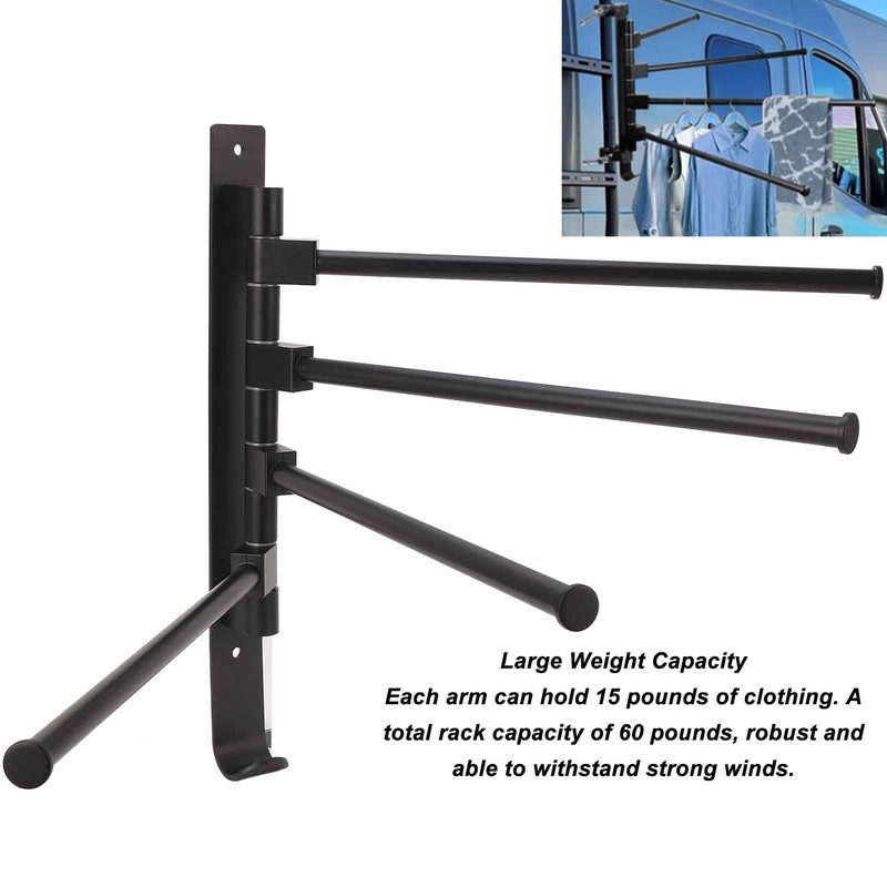 RV Clothes Drying Rack Aluminum Multifunctional Drilling Free Wind Proof