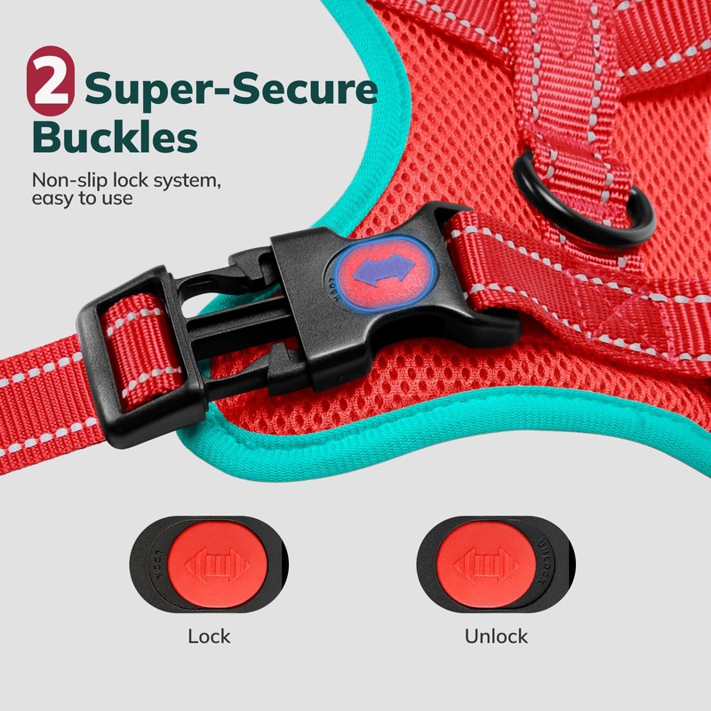 FAYOGOO Dog Harness Medium, No Pull Vest Harness with 2