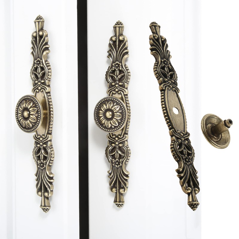 Mgoodoo 5PCS Knobs Handles with Plate, 6.7" Antique Bronze Cabinet