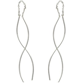 MYA art MYASIOHR-13 Women's Earrings 925 Silver Spiral Wave Earrings with Sticks, Sterling Silver, No Gemstone