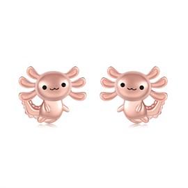 Axolotl Earrings for Womens 925 Sterling Silver Rose Gold Axolotl Stud Earrings Hypoallergenic Cute Axolotl Gifts Animal Jewelry Gifts for Women