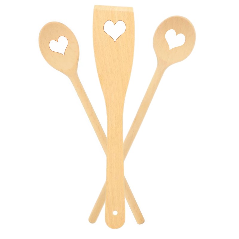 teemando® 10 X Brand Round Wooden Cooking Spoons 25cm Cooking