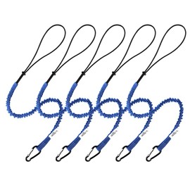CYSKY 5 Pack Retractable Tool Lanyard with Aluminum Nut Lock Carabiner, Tool Tether Lanyards for Hand Power Tools, Maximum Weight Limit 13.6KG / 30lb (Blue)