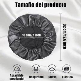 Gorro de Seda para Dormir 4 Paquetes, Gorra de Baño EVA Impermeable Dobles, Gorra de Bano Mujer Reutilizable para Cabello Largo, Grueso, Rizado, Bañar