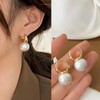 Pearl Earrings for Women Trendy Gold Pearl Hoop Earrings Double