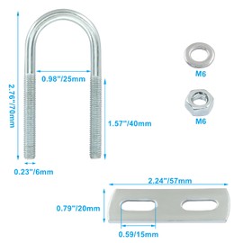 Jiozermi 16 Sets Round U Bolts, 0.98Inch(25mm) Inner Width 70mm Length Steel M6 U Clamp with Nut Plate Washer for Trailers Boats