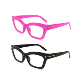 HoouMoou Oprah Reading Glasses for Women Cute Designer Blue Light Blocking Readers with Spring Hinge(Pink + Black, 3.0x)