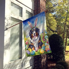 Caroline's Treasures DAC4952CHF Bernese Mountain Dog Easter Egg Hunt House Flag Large Porch Sleeve Pole Decorative Outside Yard Banner Artwork Wall Hanging, Polyester, House Size, Multicolor