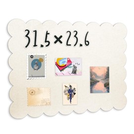 Aitakatta Scalloped Felt Bulletin Board, Self-Adhesive Cork Board Alternative, 31 x 24 Inches Foldable Bulletin Boards for Wall, Decorative Pin Board Vision Board for Home Office School (Beige,6080)