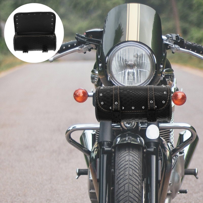 Holibanna Motorcycle Handlebar Bag Saddle Bag, Pu Leather Motorcycle Fork