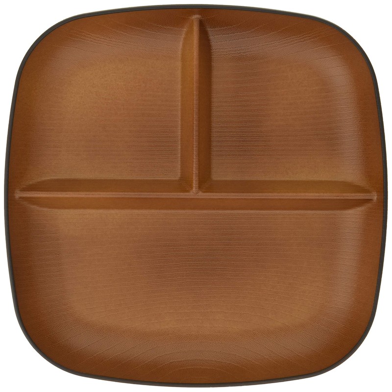 Yamanaka Lacquer Natural Keyaki Heathered Square Plate, Black & Brown