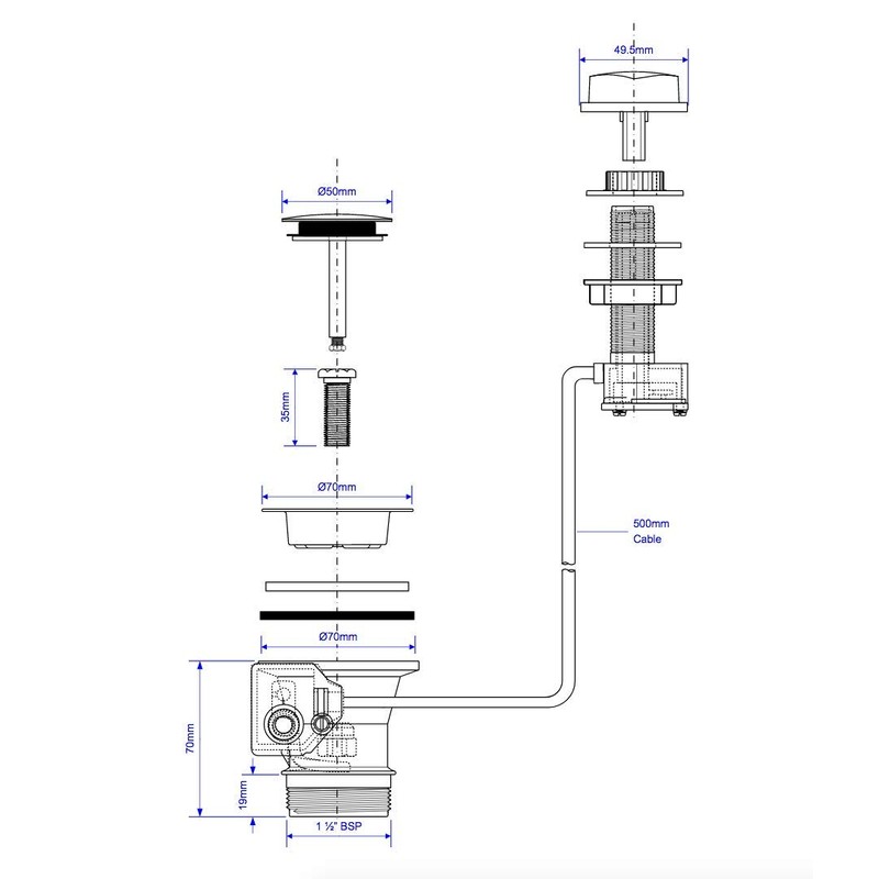 McAlpine 1�" Pop-Up Sink Waste PUS70-CP