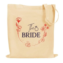 MINIMARG Printed100% Cotton Canvas Tote Bags for gift, Present, Student, Teacher, Bride, Souvenir, eco-friendly Reusable Tote Bags -Size 38x42cm+65cm long Handle (The Bride)